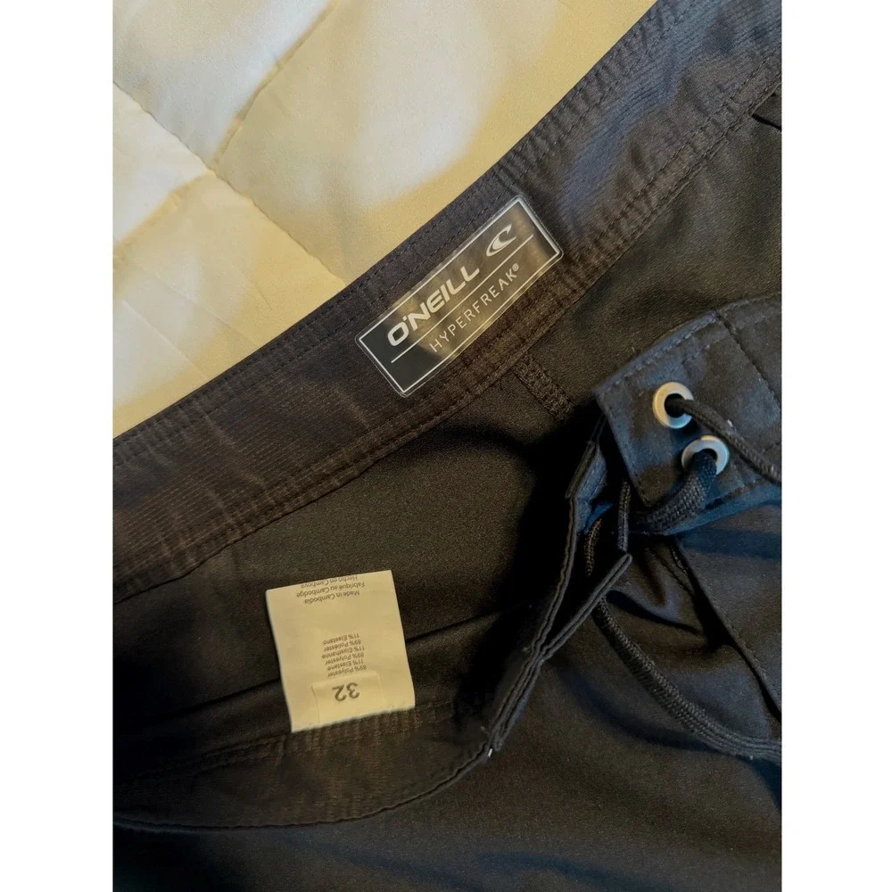 O'Neill Board Shorts Mens 32 Black Excellent Hyperfreak Swim Trunks Zip Pocket